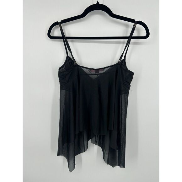 VTG Victoria's Secret Asymmetrical Medium Black Babydoll Lace Cami Coquette Y2K - Picture 2 of 6